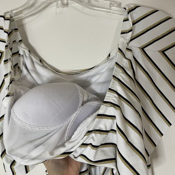 New! Ralph Lauren one piece striped ruffle off shoulder swimsuit L US 10 $132 - Picture 9 of 9